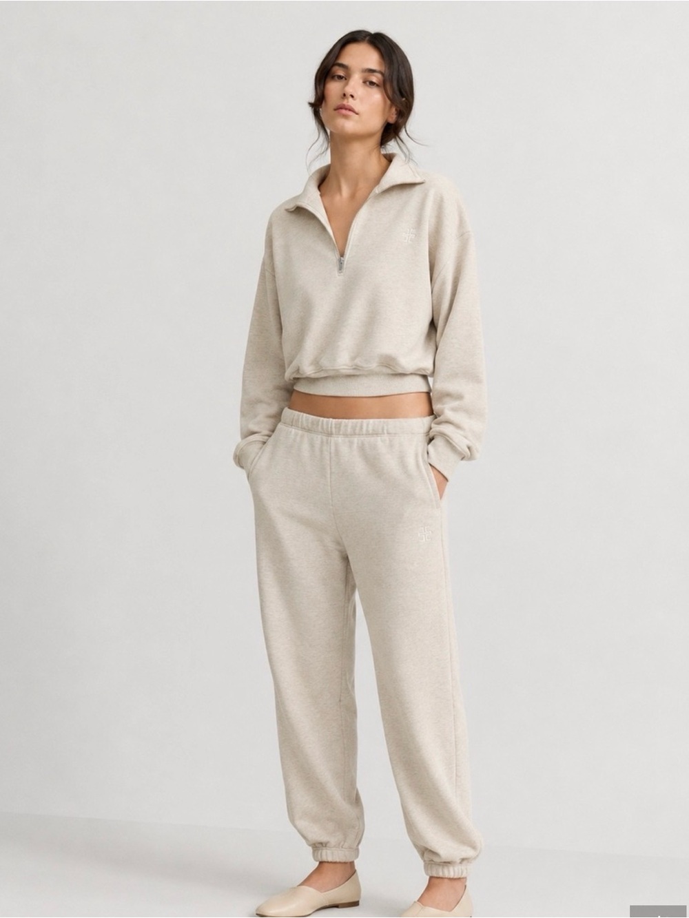 ETERNE  Sweatshirt and Jogger Set - Light Beige